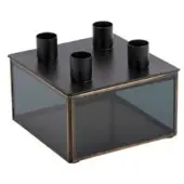 PT Living Kaarshouder Boxed Square Glass Black