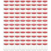 vidaXL Jampotten met rode deksels 96 st 230 ml glas