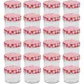 vidaXL Jampotten met wit met rode deksels 24 st 110 ml glas