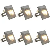 vidaXL Buitenwandlampen, 6 stuks, LED, 2W, zilver, vierkant