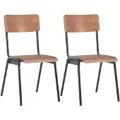 vidaXL Eetkamerstoelen 2 st massief multiplex staal bruin