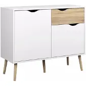 Ebuy24 Dressoir Napoli met 1 lade en 2 deurtjes wit eiken.