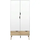 Ebuy24 Kledingkast Oslo Wit/Naturel 2-deurs + 2-lades - Living