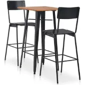 vidaXL 3-delige barset, staal, zwart