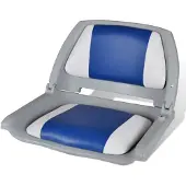 vidaXL Opklapbare bootstoel met kussen, blauw-wit, 48x51x41 cm