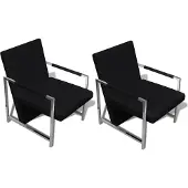 vidaXL Fauteuils 2 st met chroom frame kunstleer zwart