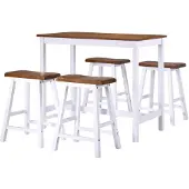 vidaXL Bartafel- en krukkenset massief hout 5-delig
