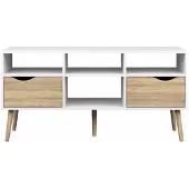 Tvilum Napoli tv-meubel met 2 lades en 4 planken in wit/eiken.