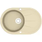 vidaXL Gootsteen enkele bak ovaal graniet beige