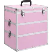 vidaXL Make-up koffer 37x24x40 cm aluminium roze