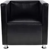 vidaXL Fauteuil kubus kunstleer zwart