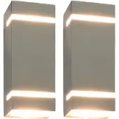 vidaXL Buitenwandlampen, 2 stuks, 35W, zilverkleurig, rechthoekig