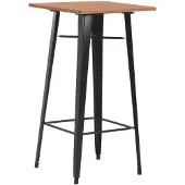 vidaXL Bartafel 60x60x108 cm massief grenenhout staal zwart