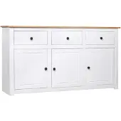vidaXL Dressoir Panama Range 135x40x80 cm massief grenenhout wit