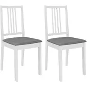 vidaXL Eetkamerstoelen met kussens 2 st massief hout wit