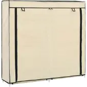 vidaXL Schoenenkast met hoes 115x28x110 cm stof crème