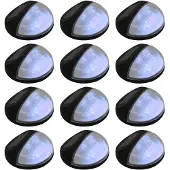 vidaXL LED-wandlampen solar rond zwart 12 st