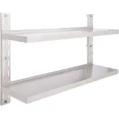 VD Home Furnishing Zwevend schap 2-laags 120x30 cm roestvrij staal