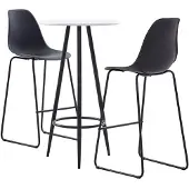 vidaXL 3-delige Barset kunststof zwart
