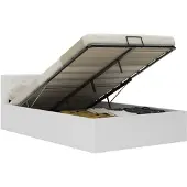 vidaXL Bedframe met opbergruimte hydraulisch kunstleer wit 120x200 cm