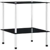 vidaXL Kastje 2-laags 40x40x47 cm gehard glas zwart