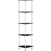 vidaXL Kastje 5-laags 30x30x130 cm gehard glas zwart