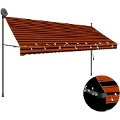 vidaXL Luifel handmatig uitschuifbaar met LED 350 cm oranje en bruin