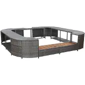 vidaXL Whirlpool-omranding, vierkant, grijs, 268x268x55 cm, polyrotan
