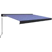 vidaXL Handmatig Zonnescherm 4 x 3 m Blauwe en Witte Streep