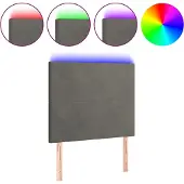 vidaXL Hoofdbord LED 80x5x118/128 cm fluweel donkergrijs