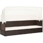vidaXL Tuinbank met luifel poly rattan bruin