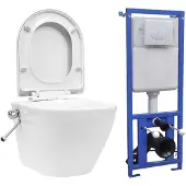 vidaXL Hangend toilet randloos met verborgen stortbak keramiek wit