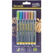 Securit 7x Metallic gekleurde krijtbordstift ronde punt 1-2 mm - Krijtstiften