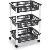 Forte Plastics Woondecoratie karretjes/trolleys met donker grijze opbergmanden 62 cm - Opberg trolley