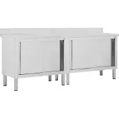 vidaXL Werktafels met deuren 2 st 200x50x(95-97) cm roestvrij staal