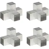 vidaXL Paalverbindingen 4 st X-vorm 91x91 mm gegalvaniseerd metaal