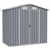 vidaXL Tuinschuur 205x129x183 cm gegalvaniseerd staal grijs