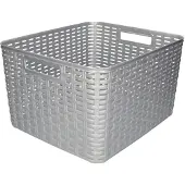 PlasticForte Opbergmand - Kastmand - rotan kunststof - zilver - 28 Liter - 34 x 40 x 23 cm - Opbergmanden