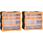 vidaXL Multi-ladekast met 2 stuks, elk met 12 lades, afmetingen 26,5 x 16 x 26 cm