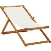 vidaXL Strandstoel inklapbaar eucalyptushout en stof crèmewit