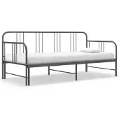 vidaXL Slaapbank uittrekbaar metaal grijs 90x200 cm