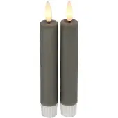 Countryfield LED dinerkaarsen - 2x - grijs - 15 cm - afstandsbediening - LED kaarsen