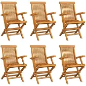 vidaXL Klapstoelen 6 stuks van massief teakhout