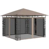 vidaXL Prieel met klamboe 3x3x2,73 m 180 g/m² taupe