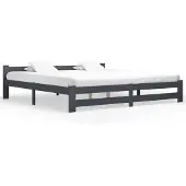 vidaXL Bedframe massief grenenhout donkergrijs 200x200 cm