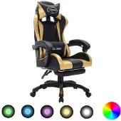 vidaXL Racestoel met RGB LED-verlichting kunstleer goudkleurig en zwart