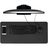 Ivol Bureau onderlegger / bureaumat 40x85 cm - PU leer - Zwart