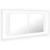 vidaXL Badkamerkast met spiegel en LED 100x12x45 cm acryl wit