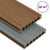vidaXL Terrasplanken met accessoires 20 m² 4 m HKC bruin en grijs