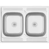 vidaXL Gootsteen met dubbele bak 800x600x155 mm roestvrij staal zilver
